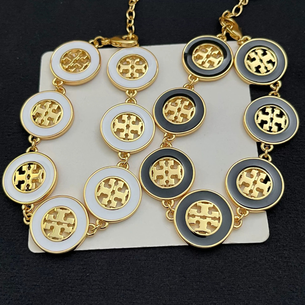 Tory Burch Enamel Round Hollow Logo Bracelet